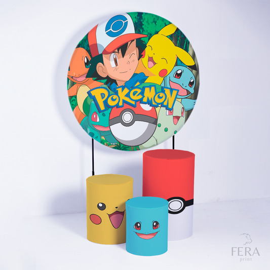 Painel Redondo e Capas Tecido Sublimado Pokémon FKPC-489 - Felicitá